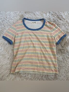 Mollusk Hemp Colorful Striped Ringer Tee Size Small